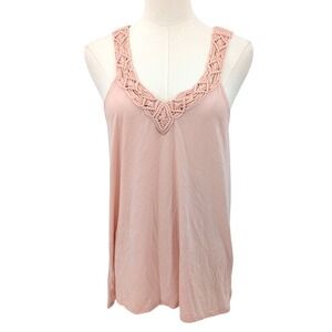 Y2K American Eagle‎ Pink Crochet Macramé Back Tank Boho Soft Grunge Women's M